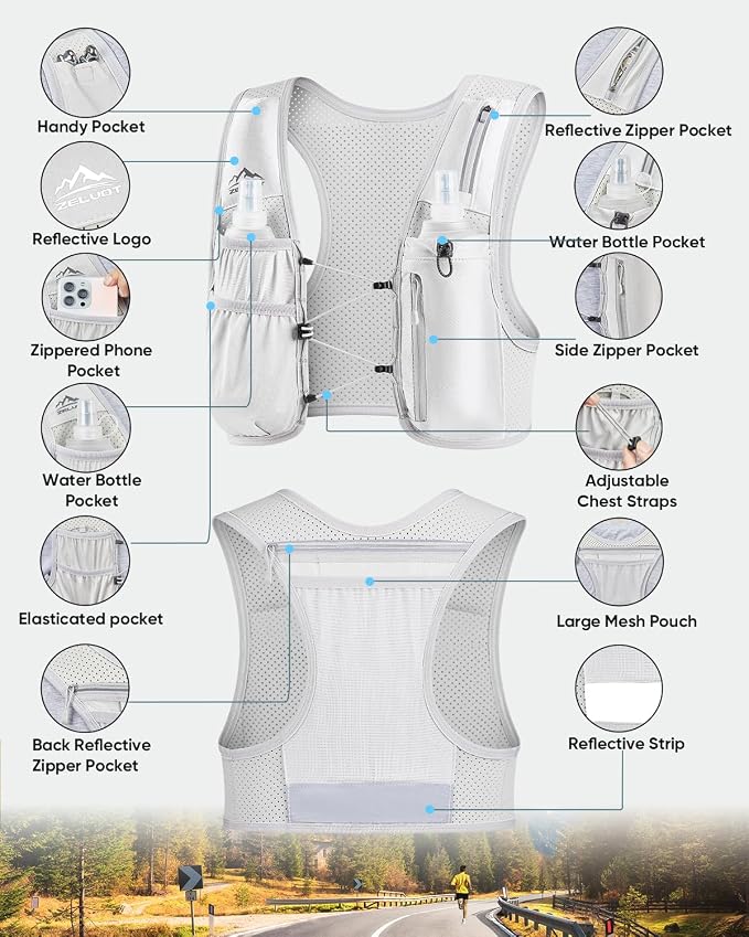 Zelvot Running Vest for Women Men, USA Original Patent, Adjustable Chest Straps - Image 5