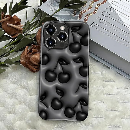 for iPhone 16 Pro Case, HL2 Cute Cool Cherry Black Hybrid 2 Layer Hard Shell - Image 4