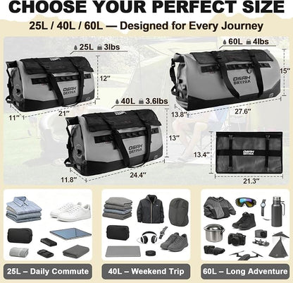 OSAH DRYPAK Waterproof Duffel Bag 25L/40L/60L – Heavy-Duty Motorcycle Tail Bag - Image 2