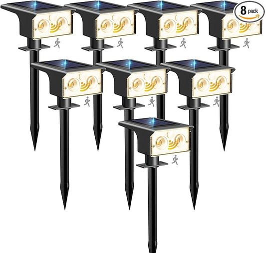 btfarm Solar Spot Lights Outdoor Waterproof, 8 Pack/3 Modes Motion Sensor Lights by btfarmdecorativelighting
