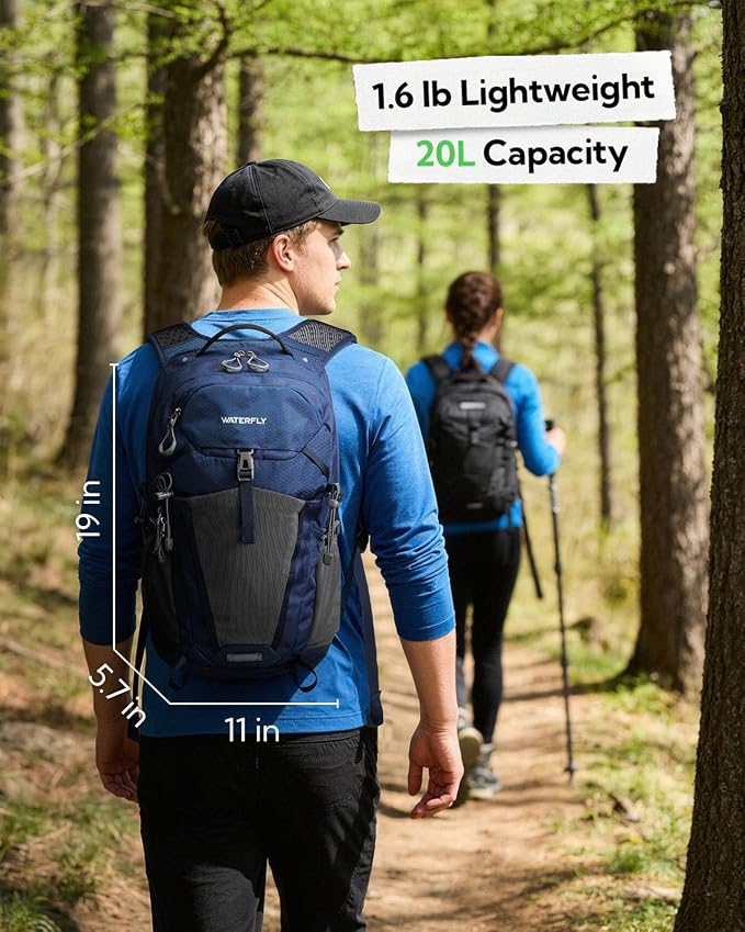 WATERFLY Small Lightweight Hiking Backpack: 20L Outdoor Daypack - Image 3