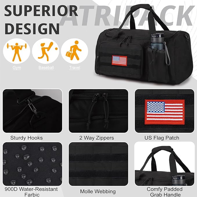 Tactical Gym Bag for Men, 40L Large Capacity Duffle Bags - Image 6