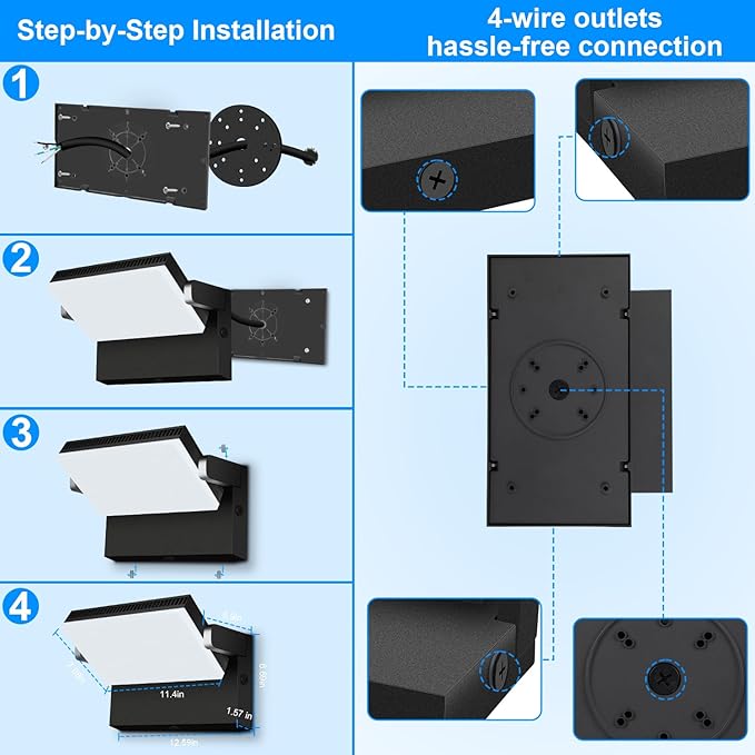 ledmo 150W Outdoor LED Flood Light Switch Control Full 360 Rotation Exterior - Image 9