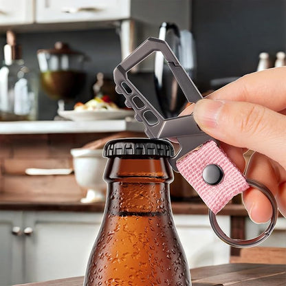 Metal heavy duty key chain carabiner clip bottle opener wrist lanyard ring car - Image 3