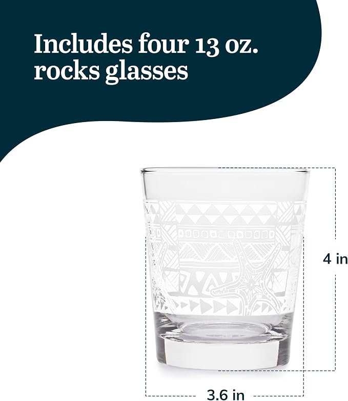 Libbey Tiki Rocks Glasses Set, Vintage-style Glassware Drinking Glasses Set of 4 - Image 3