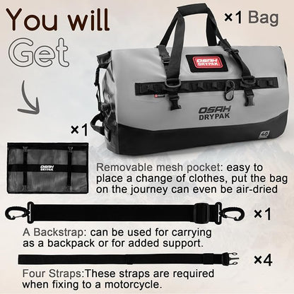 OSAH DRYPAK Waterproof Duffel Bag 25L/40L/60L – Heavy-Duty Motorcycle Tail Bag - Image 8