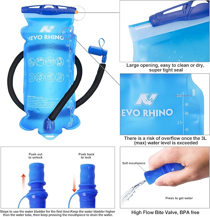 N NEVO RHINO Hydration Bladder1.5L- 2L-3L Leak Proof Water Reservoir, BPA -Free - Image 6