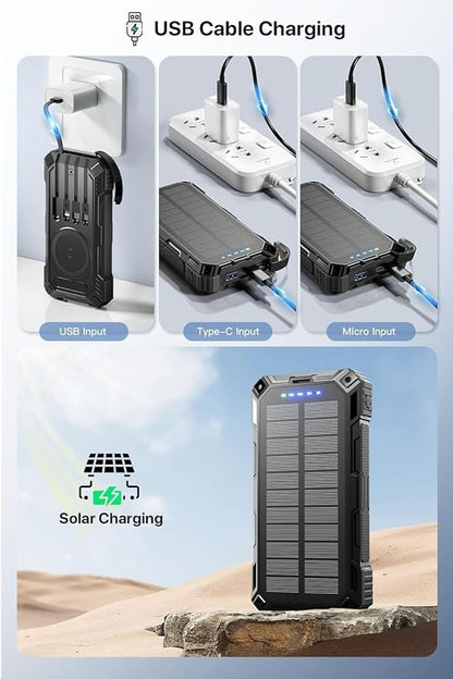 jskei Power Bank 49800mAh Solar Portable Charger Wireless Charging USB-C 15W - Image 8