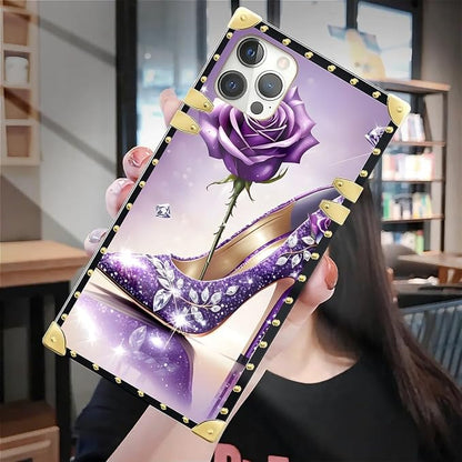 Compatible with iPhone 12 12 Pro Case, High Heeled Purple Diamond Rose Luxury - Image 7