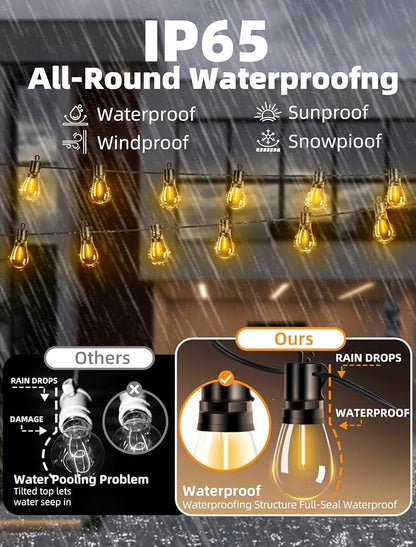 Outdoor Patio String Lights: S14 Shatterproof Bulb Outside Waterproof Light - - Image 4