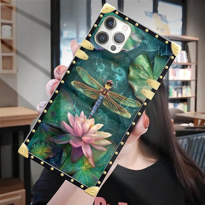 Compatible with iPhone 12 Pro Max Case, Colourful Dragonfly Pink Lily Pads - Image 7