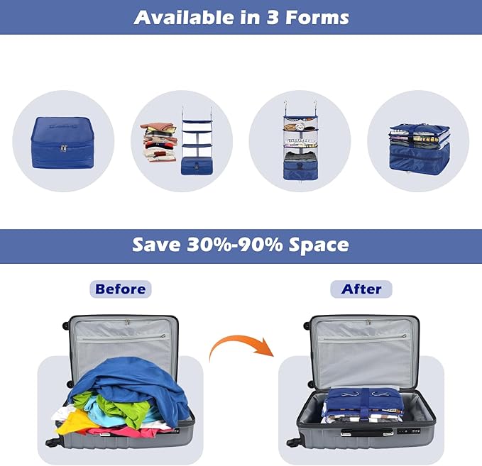 Surblue Hanging 3-Shelf Closet Organizer Pocket Collapsible Washable Oxford - Image 3