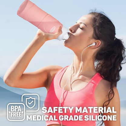 Kemier Collapsible Silicone Water Bottles-750ML, Medical Grade, BPA Free Travel - Image 2