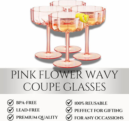 Khen Shatterproof Acrylic Flower Wavy Art Deco Martini, Champagne & Cocktail - Image 2