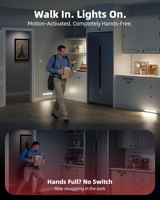 6-Pack Under Cabinet Lighting Wireless, LED Motion Sensor Light Indoor - Image 5