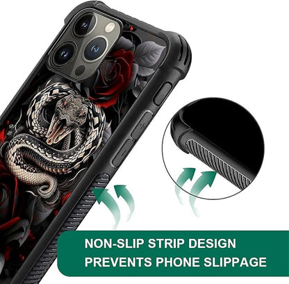 for iPhone 15 Pro Max Case, Entwined Rose Snake Pattern Graphic Design Girl Boy - Image 7