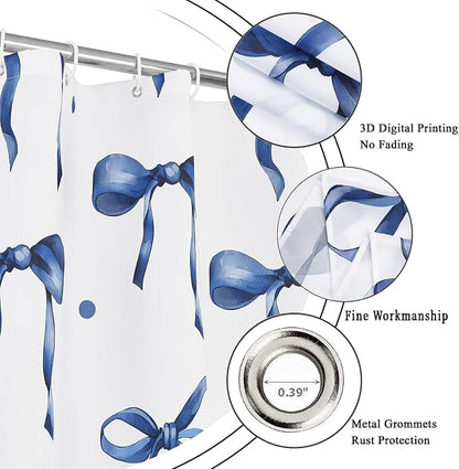 Navy Bow Shower Curtain - Image 5