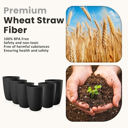 Homienly Wheat Straw Drinkware 12oz Unbreakable Drinking Glasses 6-Piece - Image 4