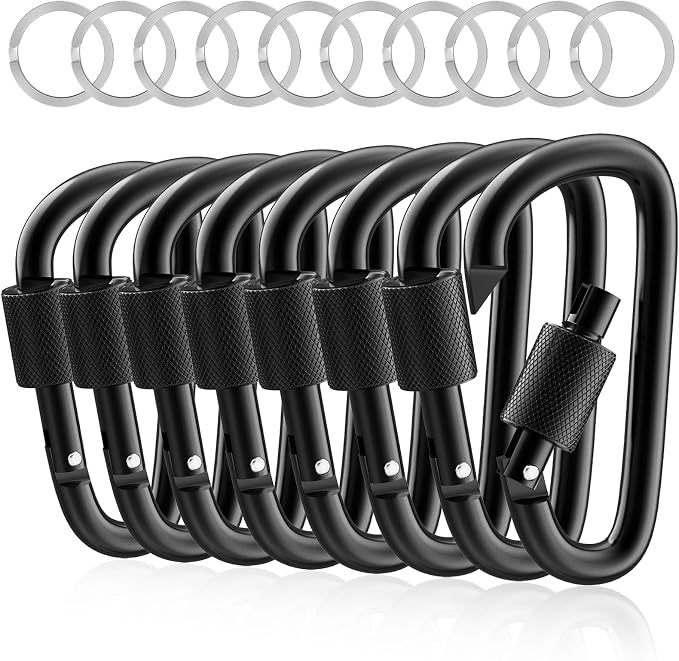 sprookber 3" Locking Carabiners | Keychain Carbineers D Ring Key Clip Spring by Sprookber