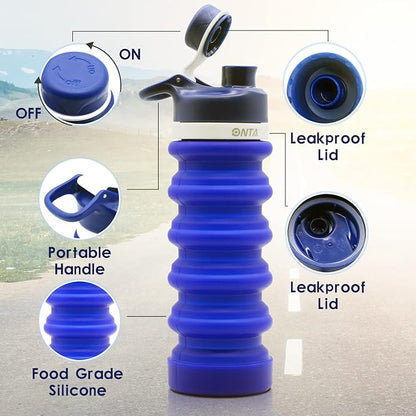 ONTA Collapsible BPA Free Silicone Water Bottle, 20oz - Image 3