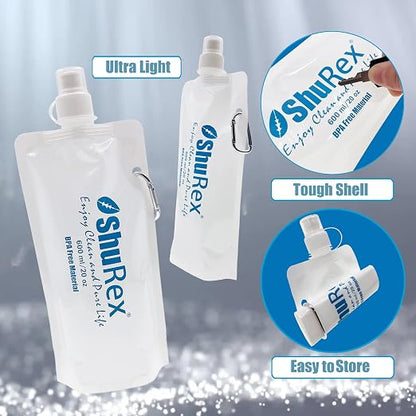 4 Pack 20oz/ 600ml Collapsible Water Pouch - Image 6