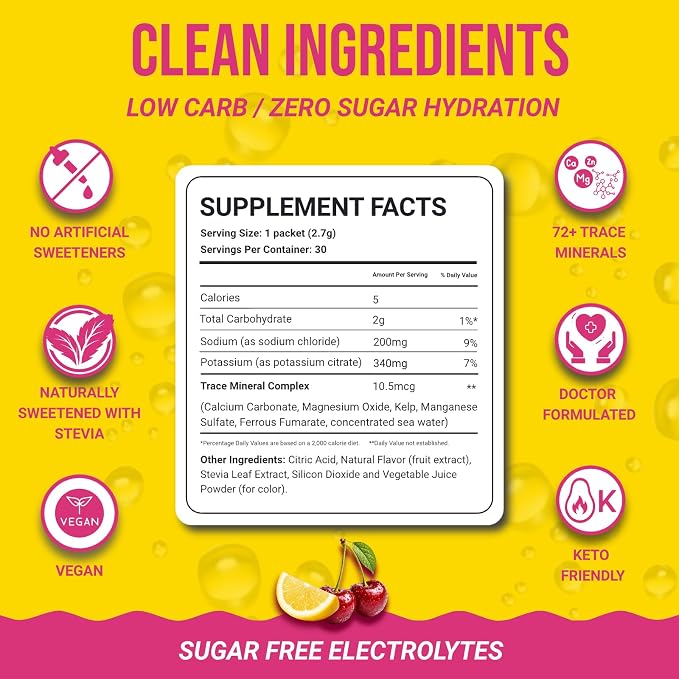 Dr. Price’s Electrolytes Hydration Powder Packets – Cherry Lemonade, 30 Packs | - Image 4