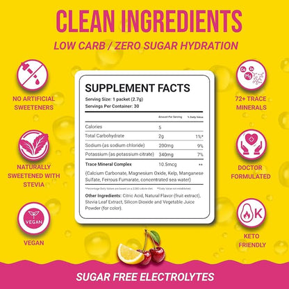 Dr. Price’s Electrolytes Hydration Powder Packets – Cherry Lemonade, 30 Packs | - Image 4