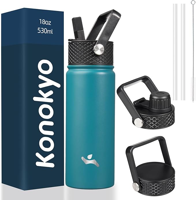 Konokyo 18 oz Insulated Water Bottle Stainless Steel Sport Bottles by Konokyo