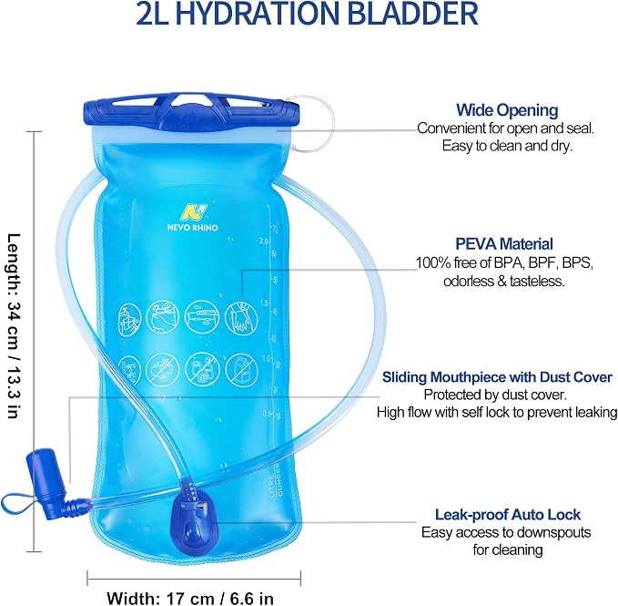 N NEVO RHINO Hydration Bladder1.5L- 2L-3L Leak Proof Water Reservoir, BPA -Free - Image 2
