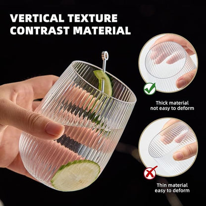Lueumxc 36 Pack 15Oz Plastic Wine Glasses, Origami Ribbed Disposable Wine - Image 3