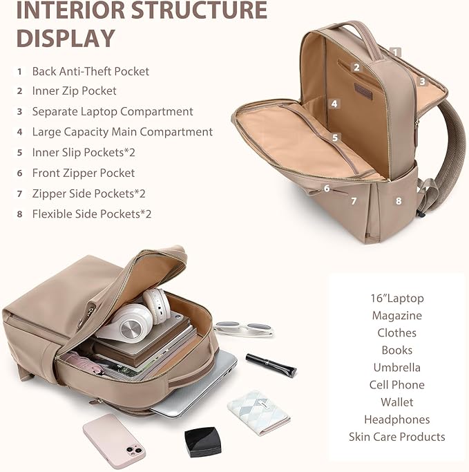 Laptop Backpack for Women, Work Business Traval Computer Backpacks - Image 2