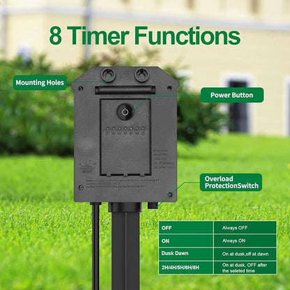 Outdoor Power Strip with 90FT Extension Cord, 100FT Remote Control, Dusk to - Image 2