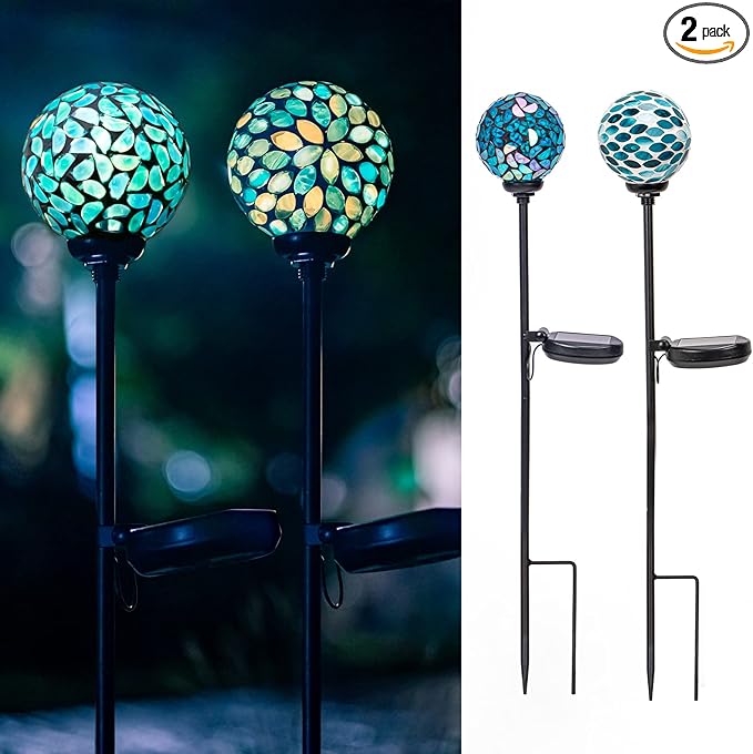 VCUTEKA Solar Lights Outdoor Decorative, Mosaic Solar Garden Light Waterpoof by VCUTEKA