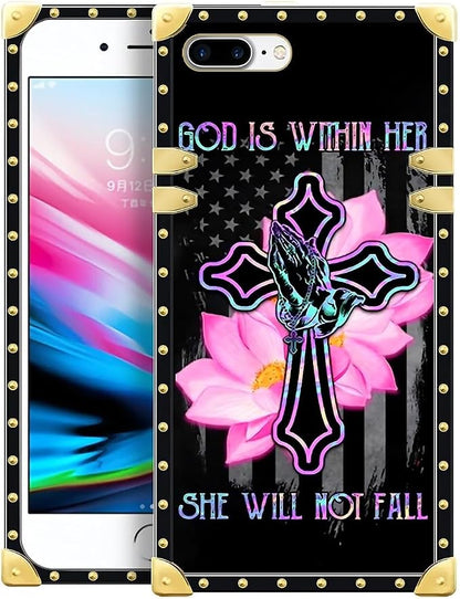 Compatible with iPhone 8 Plus 7 Plus Case, Praying Cross Hands Luxury Golden by Unknown