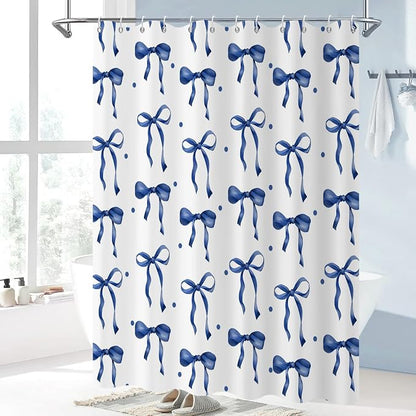 Navy Bow Shower Curtain - Image 2
