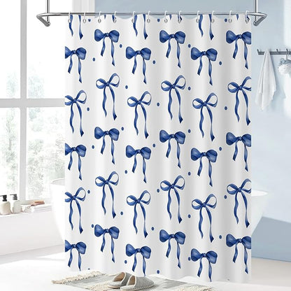 Navy Bow Shower Curtain - Image 2