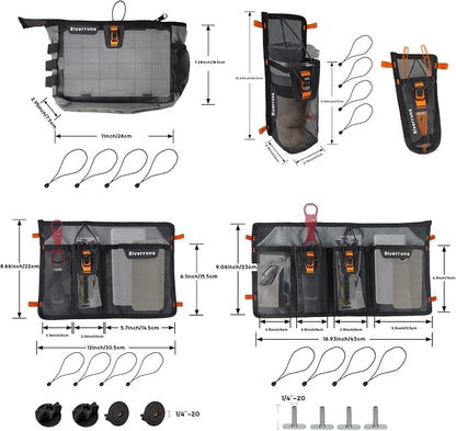Mesh Storage Kayak Storage Compartments Set Attaches to Kayak Seat or T-track - Image 7
