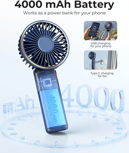 TUNISE Portable Handheld Fan, Portable Fan Rechargeable, 180° Adjustable - Image 4