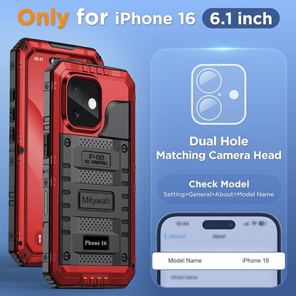 Mitywah Waterproof Case for iPhone 16, Shockproof Heavy Duty Case - Image 2