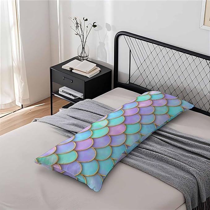 Body Pillow Covers Mermaid Body Pillowcase 20"X54", Mermaid Scales Couch Body - Image 7