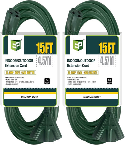 EP 2 Pack 15 Ft Outdoor Extension Cord by ENERGYPRO