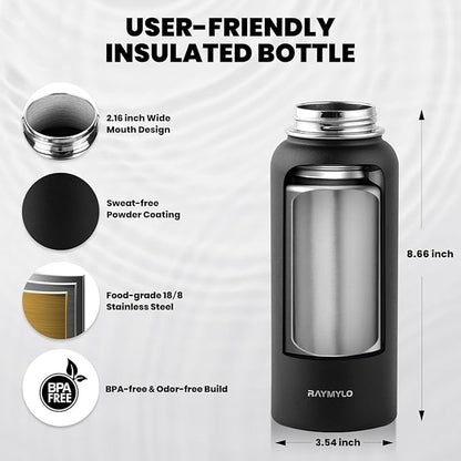 RAYMYLO Insulated Water Bottle 32 oz, Triple Wall Vacuum Stainless Steel - Image 5