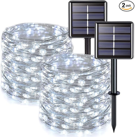 JMEXSUSS 2 Pack Solar String Lights Outdoor Waterproof, Each 33FT 100 LED Solar by JMEXSUSS