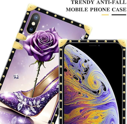 Compatible with iPhone Xs Max Case, High Heeled Purple Diamond Rose Luxury - Image 4