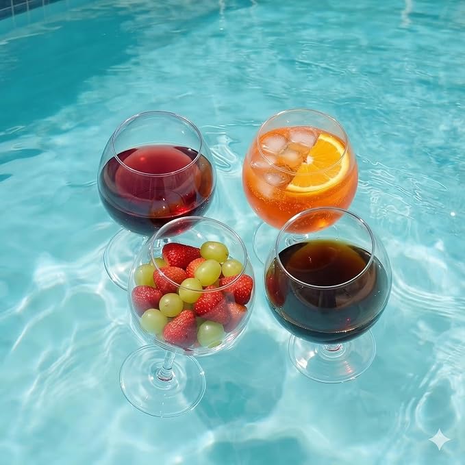 Goodluck Floating Pool Wine Glasses Set of 2, 18oz Tritan Shatterproof Stemware - Image 5