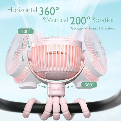 Momcozy 8000mAh Portable Stroller Fan, 27H Ultra-long Battery Life Detachable 4 - Image 7