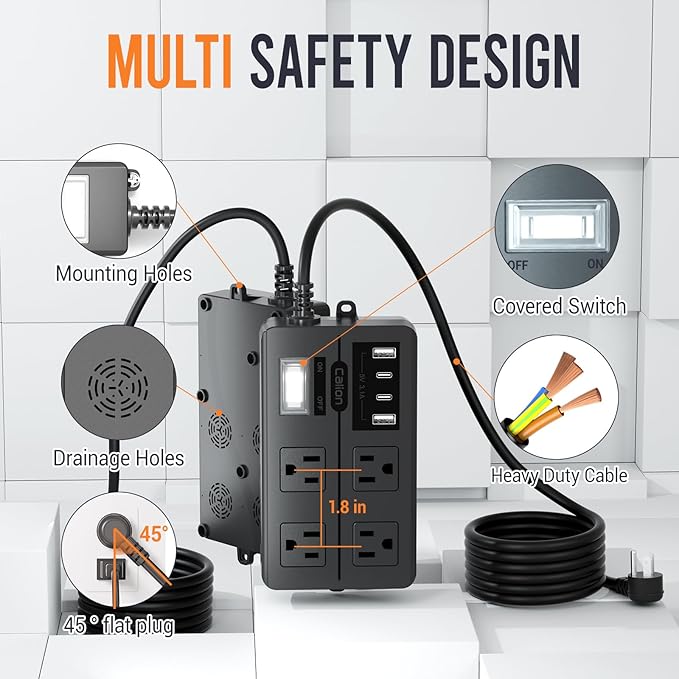 15FT Outdoor Waterproof Power Strip Surge Protector - Image 6