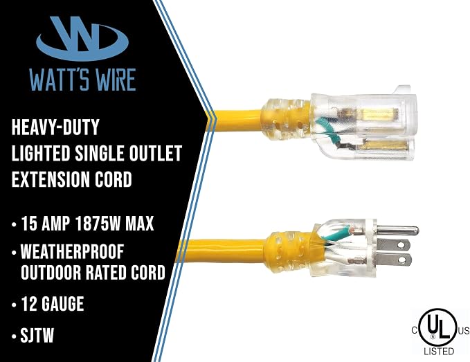 6 ft Short Outdoor Extension Cord Waterproof - Image 2