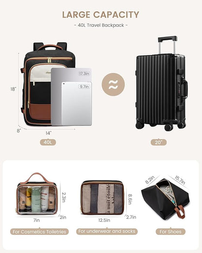 LOVEVOOK 40L Travel Backpack Carry on Flight Approved, Personal Item Bag - Image 4