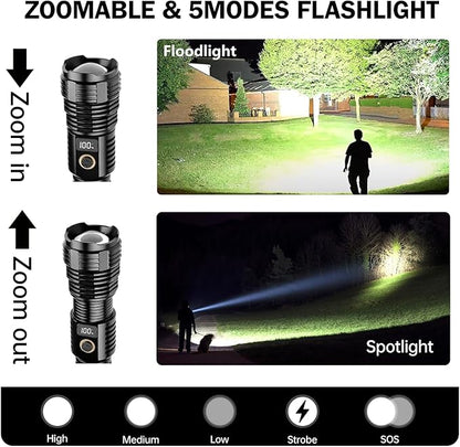 Flashlights High Lumens Rechargeable, 000LM LED Super Bright Flash Light - Image 2